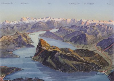 Burgenstock i Jezioro Czterech Kantonów (zdjęcie kolorowe) autorstwa Photographer Swiss