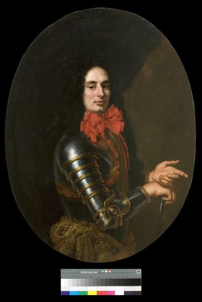 Portret dżentelmena w zbroi i czerwonym szaliku, 1650-70 autorstwa Pier Francesco Cittadini