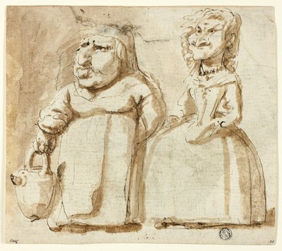 Karykatury dwóch kobiet (recto); modlący się Judasz (verso) autorstwa Pier Francesco Mola