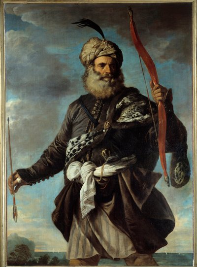 Postać orientalnego wojownika trzymającego łuk. Obraz Pier Francesco Mola (1612-1666) autorstwa Pier Francesco Mola