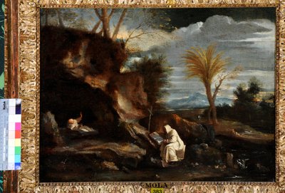 Pejzaż z dwoma kartuzami (olej na płótnie) autorstwa Pier Francesco Mola