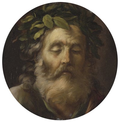 Portret poety Homera par Mola, Pier Francesco (1612-1666). Olej na drewnie, format : D 38,7, , Kolekcja prywatna autorstwa Pier Francesco Mola