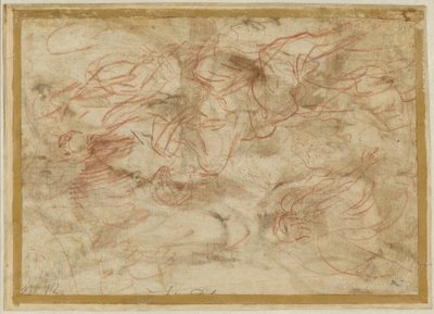 Anioł ukazujący się Hagar na pustyni, ok. 1660 (czerwona kreda na papierze) autorstwa Pier Francesco Mola