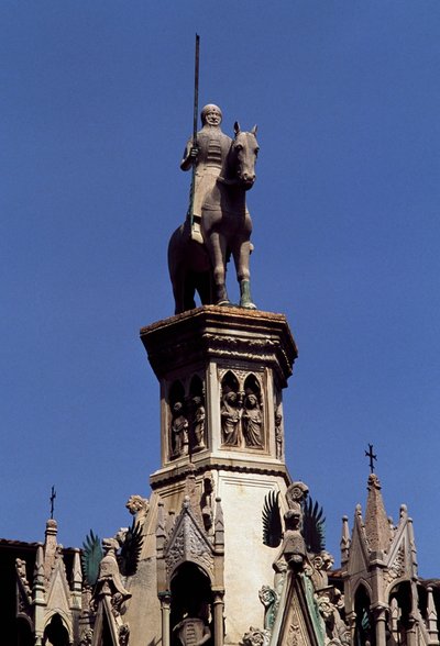 Statua konna Cansignorio della Scala, grób Cansignorio della Scala, dzieło Bonino da Campione (1325-1397), grobowce Scaliger, Werona, Wenecja Euganejska, Włochy autorstwa Blaise Nicolas Le Sueur