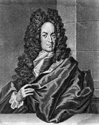 Portret Georga Ernsta Stahla (1659-1734), niemieckiego lekarza i chemika, rycina z Opusculum chimico-physico-medicum, Halae Magdeburgicae autorstwa Blaise Nicolas Le Sueur