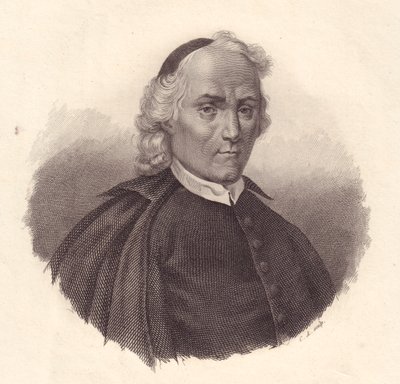 Portret włoskiego prezbiteriańskiego i historyka Ludovica Antonio Muratoriego (1672-1750), miedzioryt autorstwa Blaise Nicolas Le Sueur