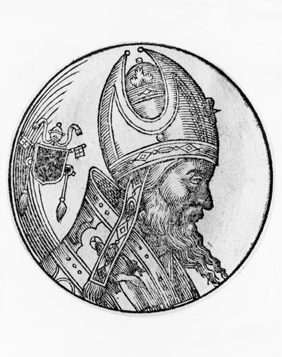 Portret Jana IV (zm. 642), 72. papieża Kościoła katolickiego z 640, rycina autorstwa Blaise Nicolas Le Sueur