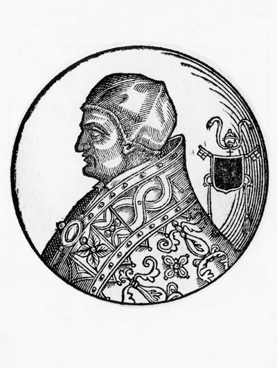 Portret Sabiniana (zm. 606), 65. papieża Kościoła katolickiego z 604, grawerowanie autorstwa Blaise Nicolas Le Sueur