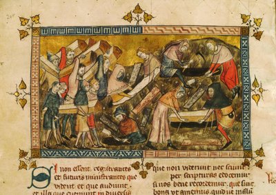 Pogrzeb ofiar zarazy w Tournai, ok. 1353 r. autorstwa Pierart dou Tielt
