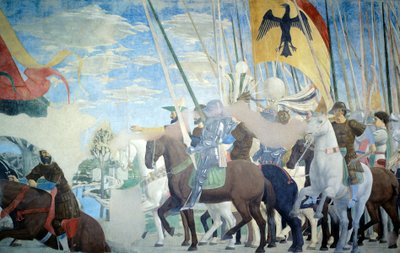 Fragment Legendy o prawdziwym krzyżu ukazujący zwycięstwo Konstantyna — Piero della Francesca autorstwa Piero della Francesca