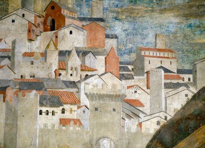 Fragment Królowej Saby adorującej most z drewna Prawdziwego Krzyża, Jerozolima, ukończony fragment fresku z 1464 r. z 55432 autorstwa Piero della Francesca