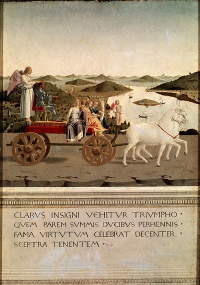 Dyptyk triumfu Federico da Montefeltro i Battisty Sforzy (Tempera na drewnie autorstwa Piero della Francesca
