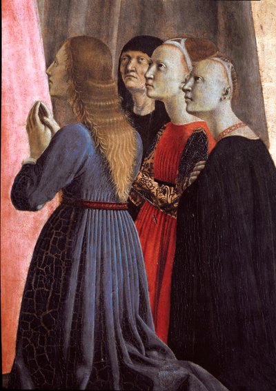 Poliptyk Misericorde: Dziewica miłosierdzia w otoczeniu świętych - Szczegół - Obraz na drewnie autorstwa Piero della Francesca