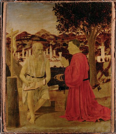 Święty Jerome i wyznawca (obraz na drewnie) autorstwa Piero della Francesca