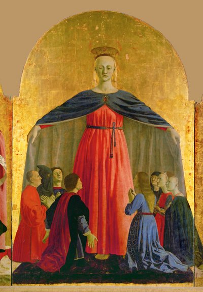 Święta Maria "della Misericordia", centralny element poliptyku namalowanego dla "Confratelli della Misericordia". autorstwa Piero della Francesca