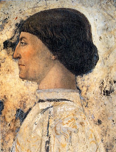 Sigismondo Pandolfo Malatesta Fragment fresku w Tempio Malatestiano, Rimini, 1451 autorstwa Piero della Francesca