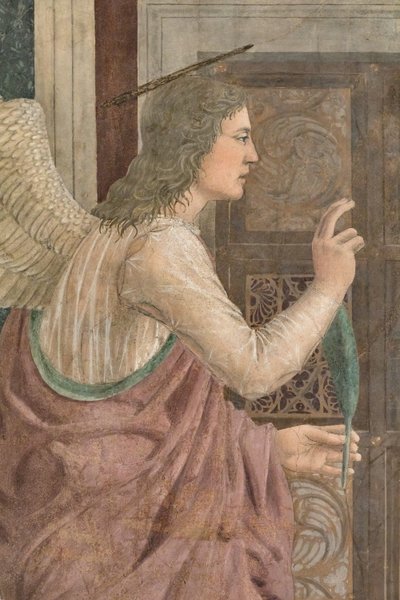 Zwiastowanie, szczegół Opowieści o prawdziwym krzyżu (fresk) autorstwa Piero della Francesca