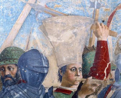 Legenda o prawdziwym krzyżu, bitwa pod Herakliuszem i Chosroes, fragment trębacza, ukończony fresk z 1464 r. autorstwa Piero della Francesca