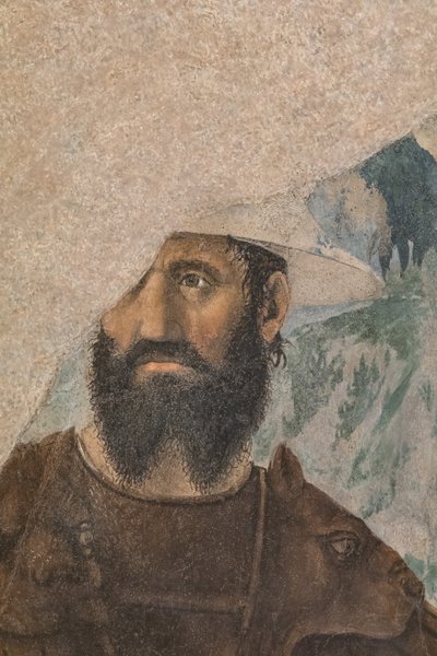 Zwycięstwo Konstantyna nad Maksencjuszem, detal z żołnierzem. autorstwa Piero della Francesca