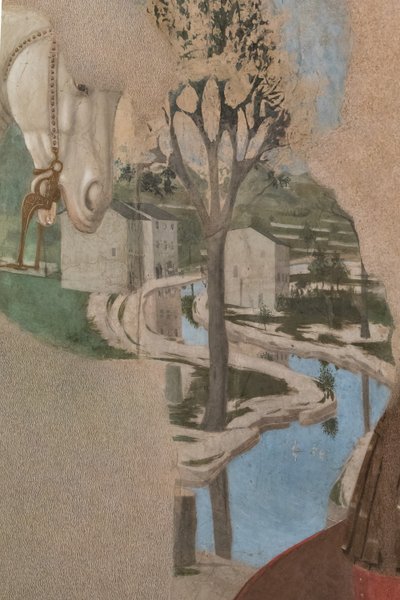 Zwycięstwo Konstantyna nad Maksencjuszem, detal z krajobrazem. autorstwa Piero della Francesca