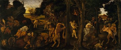 Uma cena de caça, c.1494-1500 (têmpera e óleo transferidos para Masonite)polonês autorstwa Piero di Cosimo