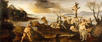 Powrót z polowania, ok.1505-7 (tempera i olej na drewnie) autorstwa Piero di Cosimo