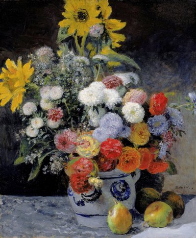 Mieszane kwiaty w ceramicznym naczyniu autorstwa Pierre-Auguste Renoir