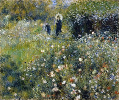 Kobieta z parasolką w ogrodzie autorstwa Pierre-Auguste Renoir