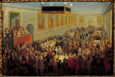 Święto sakralne Ludwika XV w Pałacu Arcybiskupim w Reims 25 października autorstwa Pierre Denis Martin