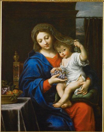 La vierge a la grappe - Madonna z winogronem ... autorstwa Pierre (follower of) Mignard
