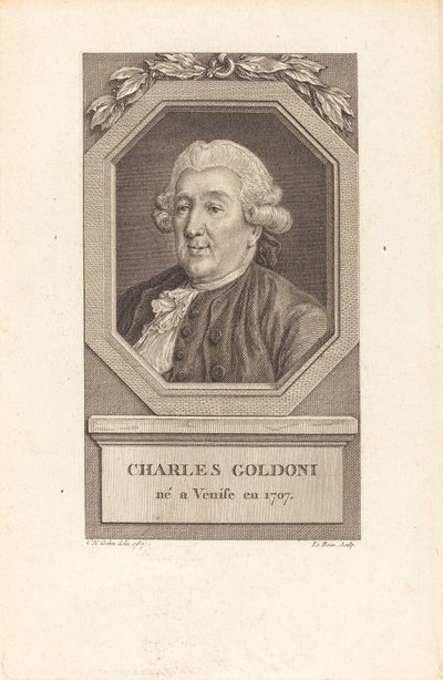 Karol Goldoni autorstwa Pierre Adrien Le Beau after Charles Nicolas Cochin II