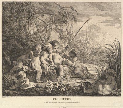 Dzieci Wędkarstwo, ca. 1738. autorstwa Pierre Alexandre Aveline