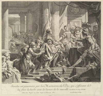 Sancho Ścigany przez kucharzy księcia, XVIII wiek. autorstwa Pierre Alexandre Aveline