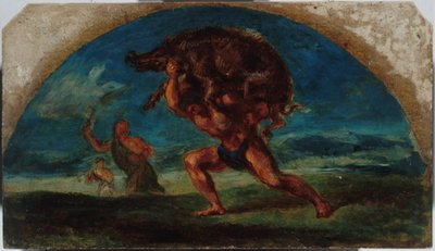 Szkic do Salonu de la Paix w Hôtel de Ville w Paryżu: Herkules i dzik erymantejski, według Delacroix, między 1852 a 1854 (olej) autorstwa Pierre Andrieu