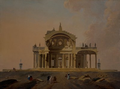 Fantastyczne studia architektoniczne z postaciami autorstwa Pierre Antoine Demachy
