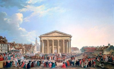 Ceremonia w nowym kościele św Genevieve, 1765 autorstwa Pierre Antoine de Machy