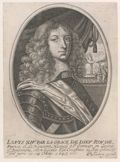 Portret Ludwika XIV (Ludwik XIV z łaski Bożej Roy z Francji i Nawarry) autorstwa Pierre Aubry