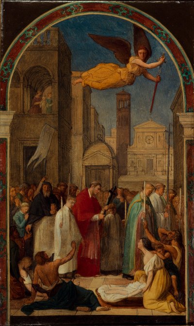 Procesja św. Karola Boromeusza podczas zarazy w Mediolanie, 1861. autorstwa Pierre Auguste Pichon