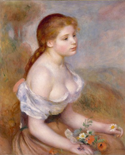 Młoda dziewczyna ze stokrotkami autorstwa Pierre Auguste Renoir