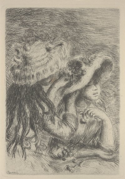 Układanie kapelusza autorstwa Pierre Auguste Renoir