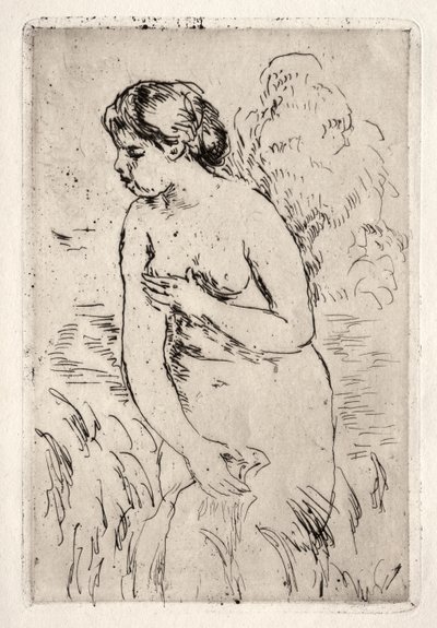 Kąpiąca się stojąca na kolanach autorstwa Pierre Auguste Renoir