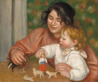 Dziecko z zabawkami - Gabrielle i syn artysty, Jean, 1895-1896. autorstwa Pierre Auguste Renoir