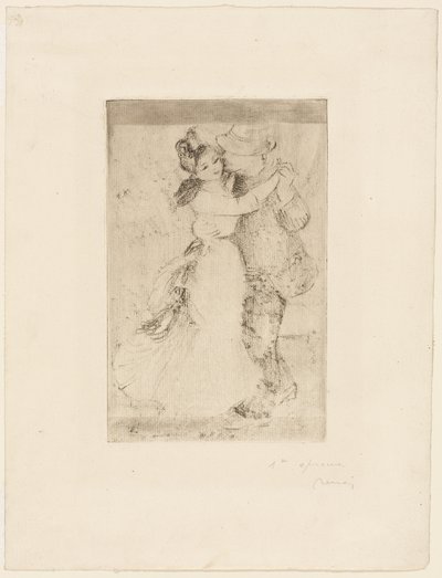Taniec na wsi, ok. 1890 (brązowo-szara akwaforta na papierze kość słoniowa) autorstwa Pierre Auguste Renoir