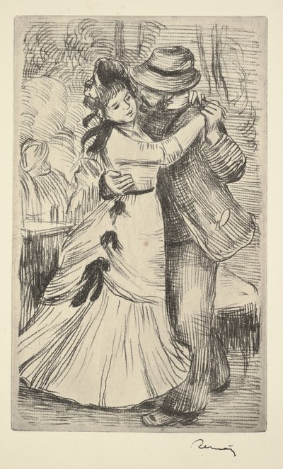 Taniec na wsi, ok. 1890 (akwaforta na miękkim podłożu) autorstwa Pierre Auguste Renoir