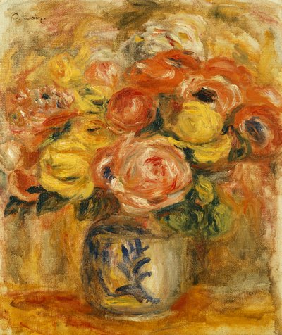 Kwiaty w niebiesko-białej wazonie; Kwiaty w niebiesko-białym wazonie, 1915 autorstwa Pierre Auguste Renoir