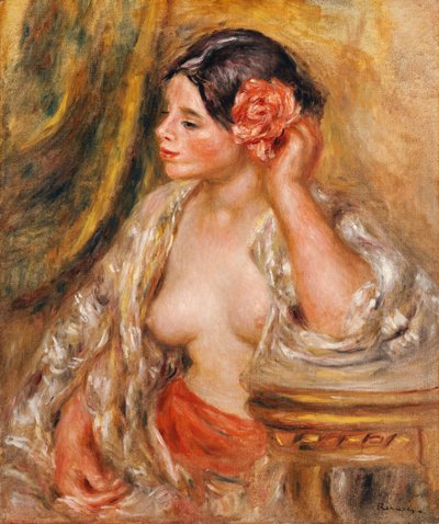 Gabrielle ma swoją fryzurę, 1910 autorstwa Pierre Auguste Renoir