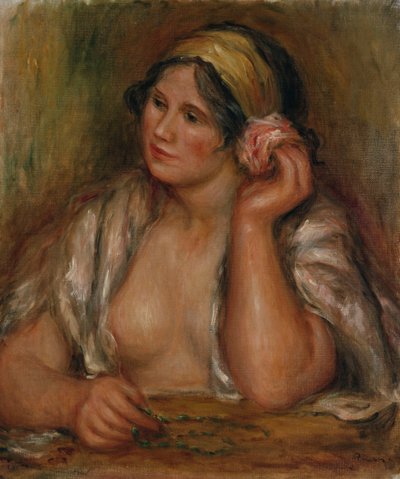 Gabrielle z zielonym naszyjnikiem, ok.1905 autorstwa Pierre Auguste Renoir
