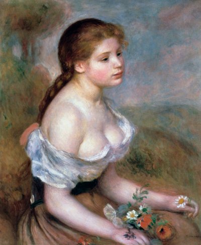 Dziewczyna z kwiatami, ok. 1900 autorstwa Pierre Auguste Renoir