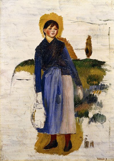 Dziewczyna w czerwonych pończochach, 1886 autorstwa Pierre Auguste Renoir