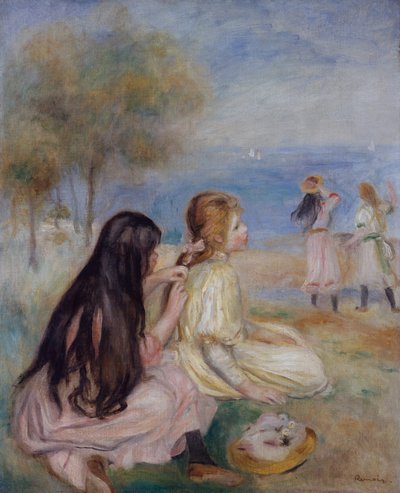 Dziewczyny nad morzem, ok. 1875 (olej na płótnie) autorstwa Pierre Auguste Renoir
